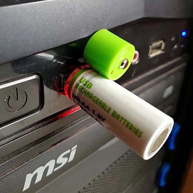 Battery AA ถ่านชาร์จ USB AA ขนาด 2.5A 1.2V 1450MAH ใช้ได้กับอุปกรณ์ทุกชนิด เช่น รีโมท ของเล่น ไฟฉาย เป็นต้น ชาร์จซ้ำได้