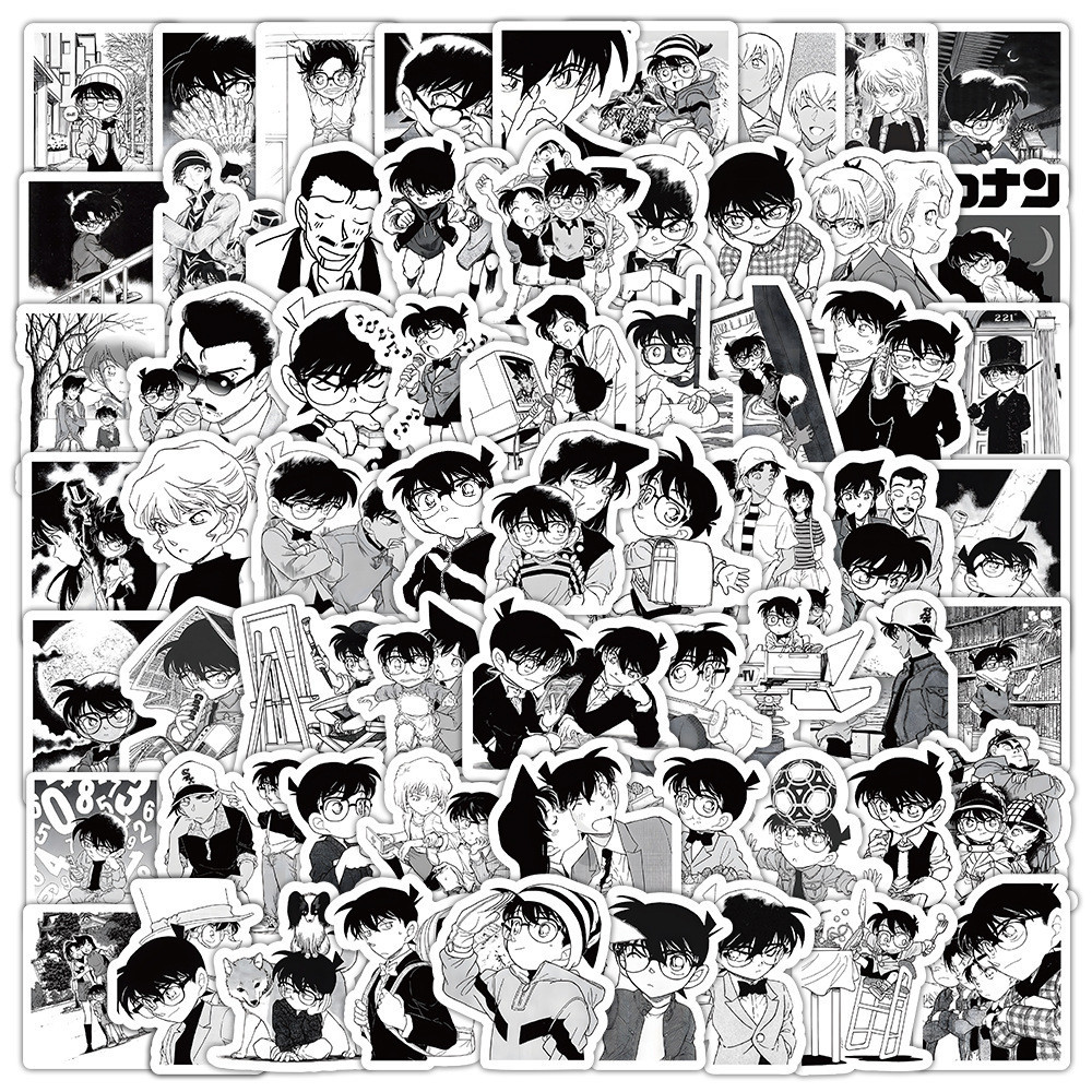 100 ชิ้น Black & White Detective Conan อะนิเมะสติกเกอร์สมุดภาพกันน้ํา