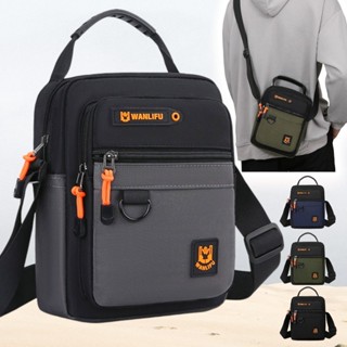 (w191) กระเป๋าสะพายข้างชายหญิง แต่งเชือกซิปสีส้ม แนววัยรุ่นส…