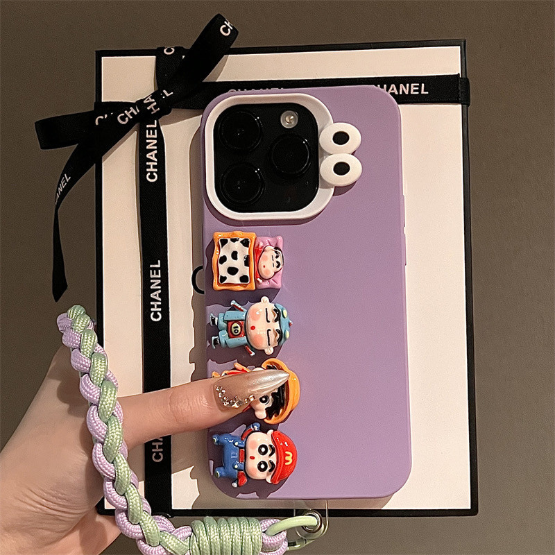 หรูหราสีม่วง 3D สนุก Crayon ขนาดเล็กใหม่ซิลิโคนเคสโทรศัพท์สําหรับ iPhone15 14 13 12 11 Pro Max ปลอก anti-shock ป้องกันกล้อง frosted anti-drop ฝาหลัง