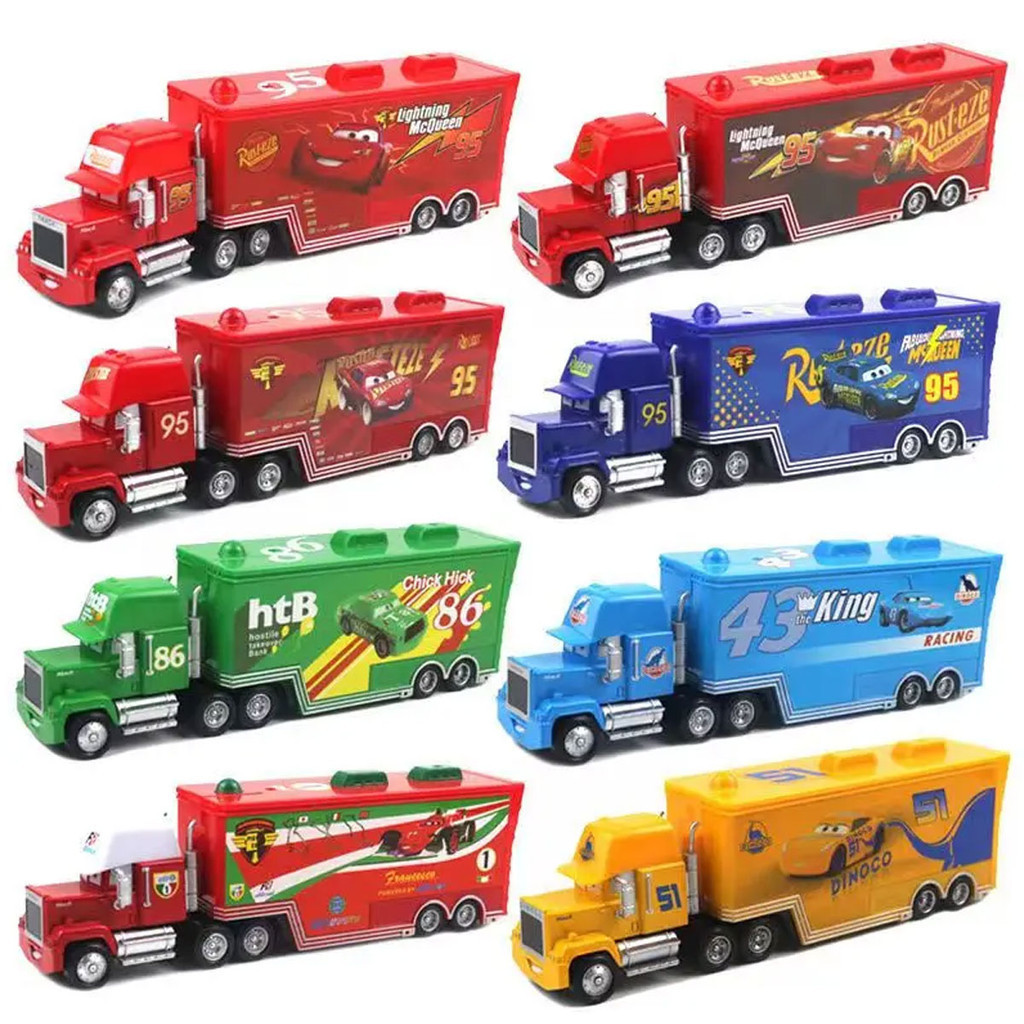 Disney Pixar Cars 2 3 Lightning McQueen No . 95 And Mack Uncle Truck 1 : 55 Alloy