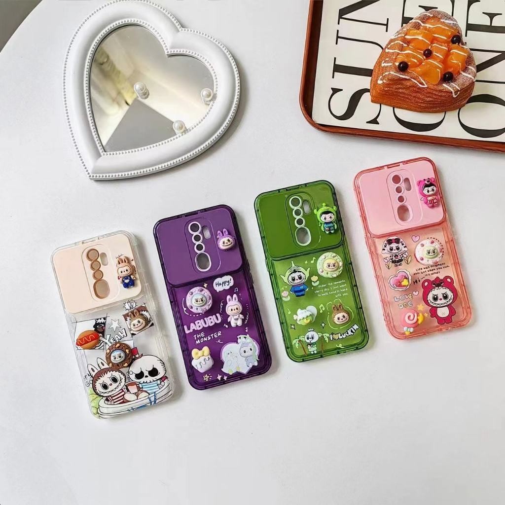 (พร้อมส่งจากไทย) เคส Oppo เคสการ์ตูนนูนลายลาบูบู้ กระจกตั้งได้ A5S/F9 A3S A15 A78(5G) A53 A9(20) Ren