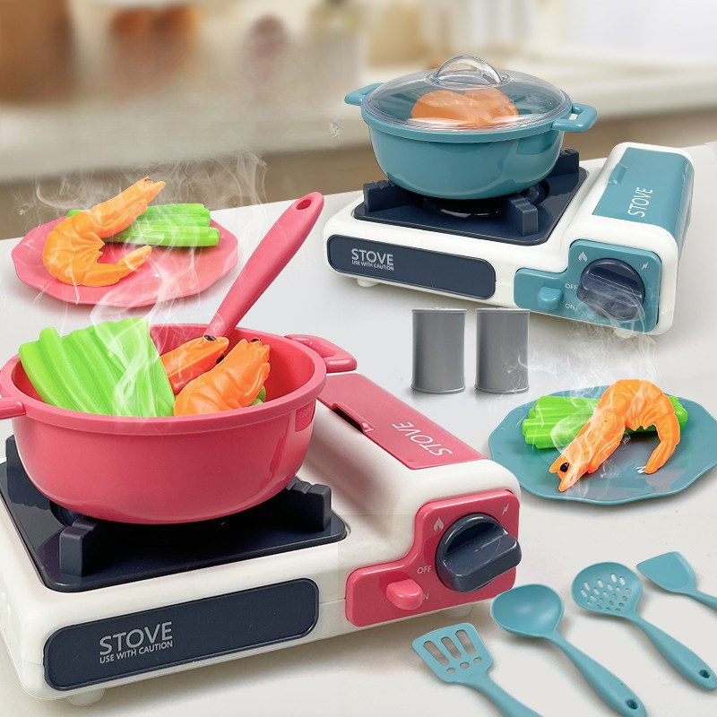 เด็กทําอาหารของเล่นเด็กครัวเด็กเตาแกล้งทําเป็นเล่นของเล่นครัวสาวของขวัญ