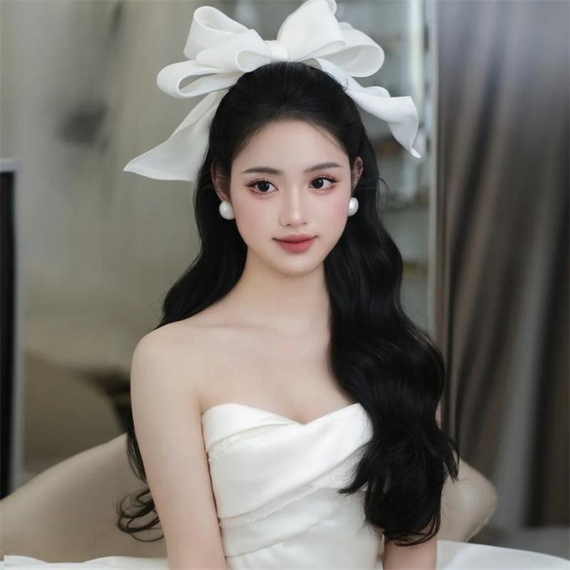 1 ชิ้นใหม่เจ้าสาวสีขาวซาตินโบว์ หูฟัง เจ้าสาวชุดแต่งงานอุปกรณ์เสริม
