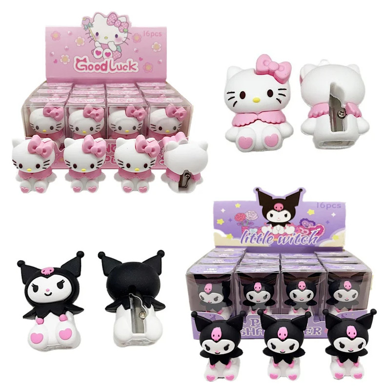 Sanrio Cinnamoroll Kuromi เครื่องเหลาดินสออะนิเมะ Sanrio Hello Kitty กบเหลาดินสอแบบพกพาเด็กเล็กเครื่องเขียนประถมศึกษาที่เรียบง่าย