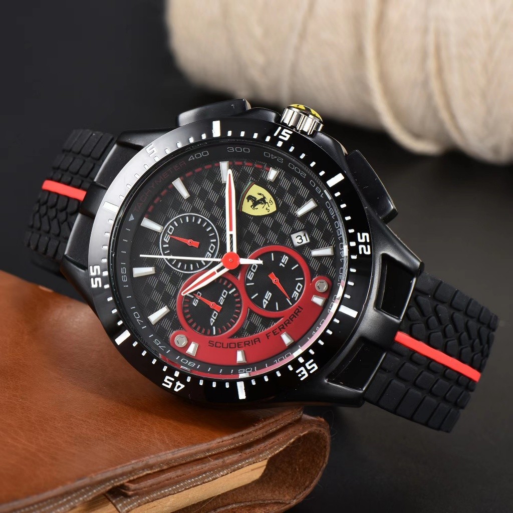 Ferrari Ferrari Ferrari นาฬิกาลําลองผู้ชาย Ferrari Dial Strap Bracelet Quartz