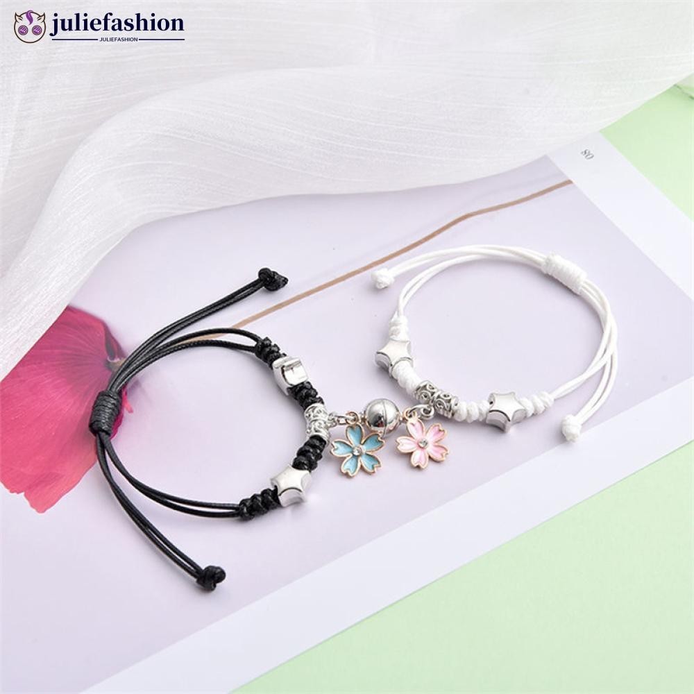 Juliefashion 1 คู่แม่เหล็กดึงดูดสร้อยข้อมือแฟชั่นสร้อยข้อมือคู่สร้างสรรค์โรแมนติกเชือกสร้อยข้อมือเครื่องประดับสําหรับผู้หญิงผู้ชาย H6X7