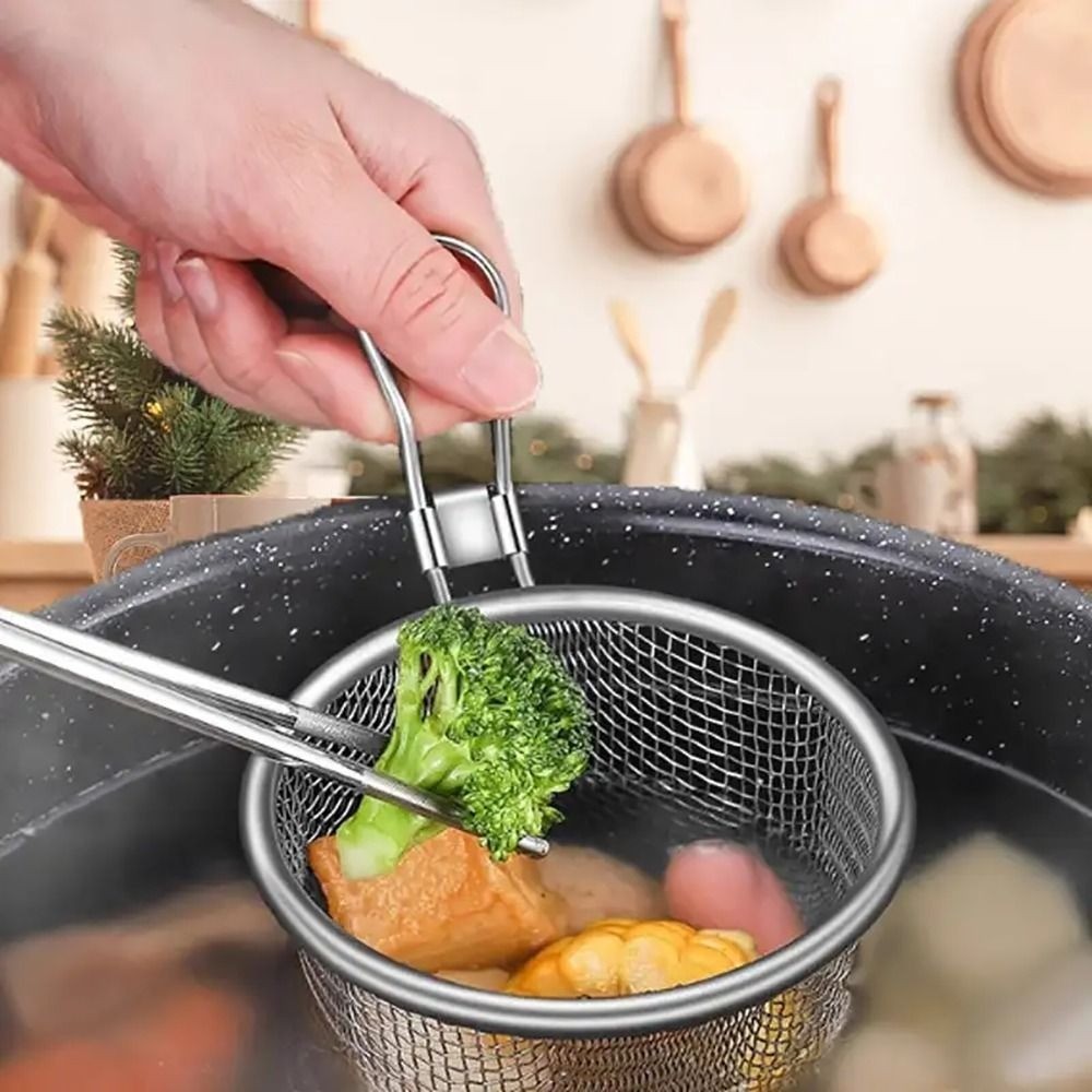 UTENSILS กระชอนชาบู สุกี้ สแตนเลส ก้นลึก หูเกี่ยว 2ขนาด กระชอนตาถี่ ลวก ต้มอาหารในหม้อสะดวก โครงแข็งแรง ราคา ถูกที่สุด ดีลบีเคเค แกลเลอรีภาพที่ 6