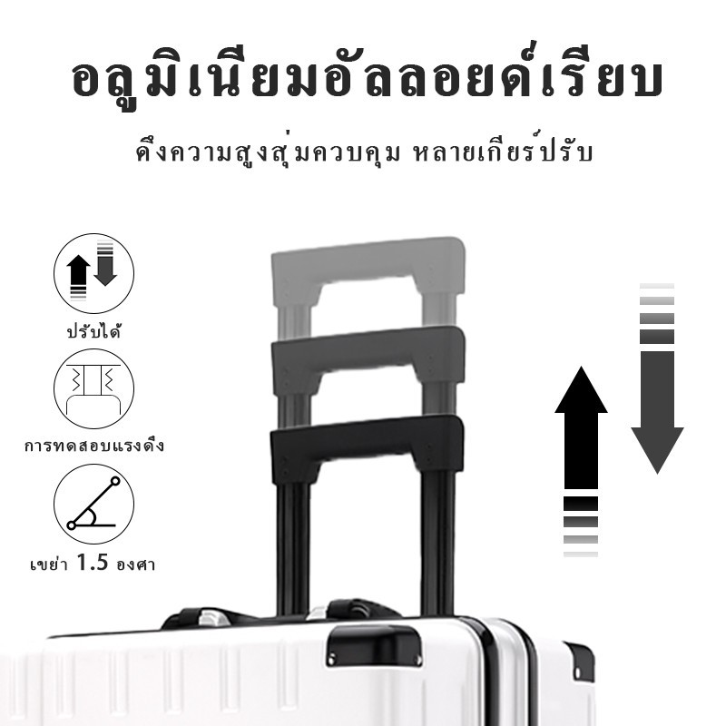 【สต็อกไทยพร้อมส่ง】กระเป๋าเดินทาง 20/24 นิ้วอลูมิเนียมเฟรมพีซีกรณีการออกแบบล็อคคู่กระเป๋าแฟชั่นหลายสี ขึ้นเครื่อง มุมกันกระแทก 4 มุม