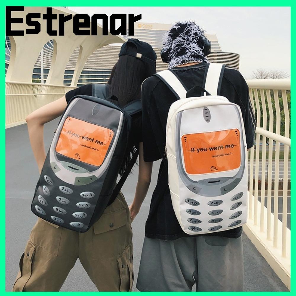 Estrenar กระเป๋าเป้สะพายหลังสไตล์ฮิปฮอป, กระเป๋าเป้สะพายหลังผู้หญิงความจุขนาดใหญ่สไตล์ฮิปฮอป, แฟชั่นกันน้ําซิปกระเป๋านักเรียน PU กลางแจ้ง