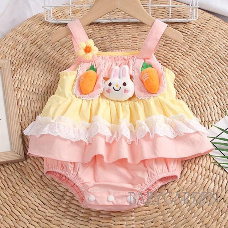 Baga-เด็กทารกฤดูร้อนromperคลาสสิกแขนกุดลูกไม้trim Ruffleบอดี้สูทเสื้อผ้าทารกแรกเกิด