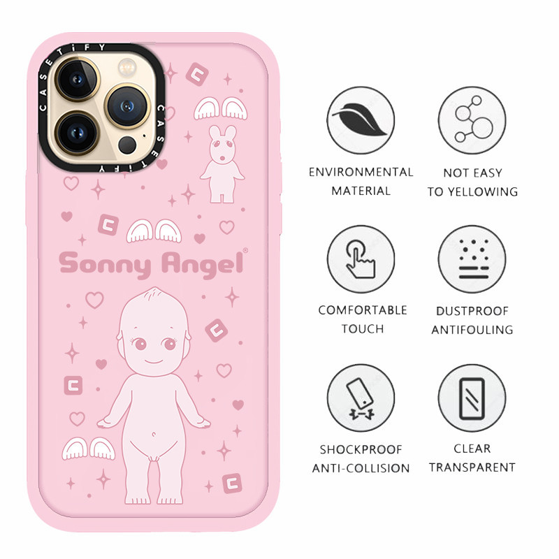 Casetify X Sonny Angel Heavenly Angel Apple สีชมพูใสนุ่ม iPhone สําหรับ iPhone 15 14 13 12 11 Pro MAX IX XS MAX XR 6 6s 7 8 Plus กันกระแทกฝาครอบกันชน