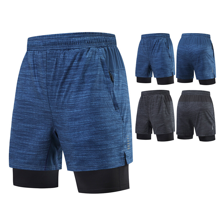 mvp sport กางเกงวิ่งขาสั้น 2 in 1 มีซับใน กางเกงกีฬา กางเกงออกกำลังกาย Sport pants แห้งไว มีกระเป๋าซิปทั้งสองด้าน