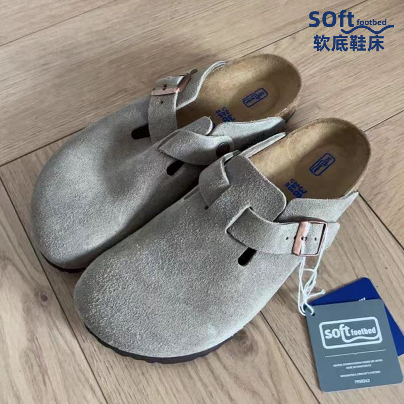 ของแท้หนัง Birkenstock รองเท้า Soft-Soled ผู้ชายผู้หญิงคู่สไตล์เดียวกัน Birkenstock หนา Soled ความสูง Baotou Hal