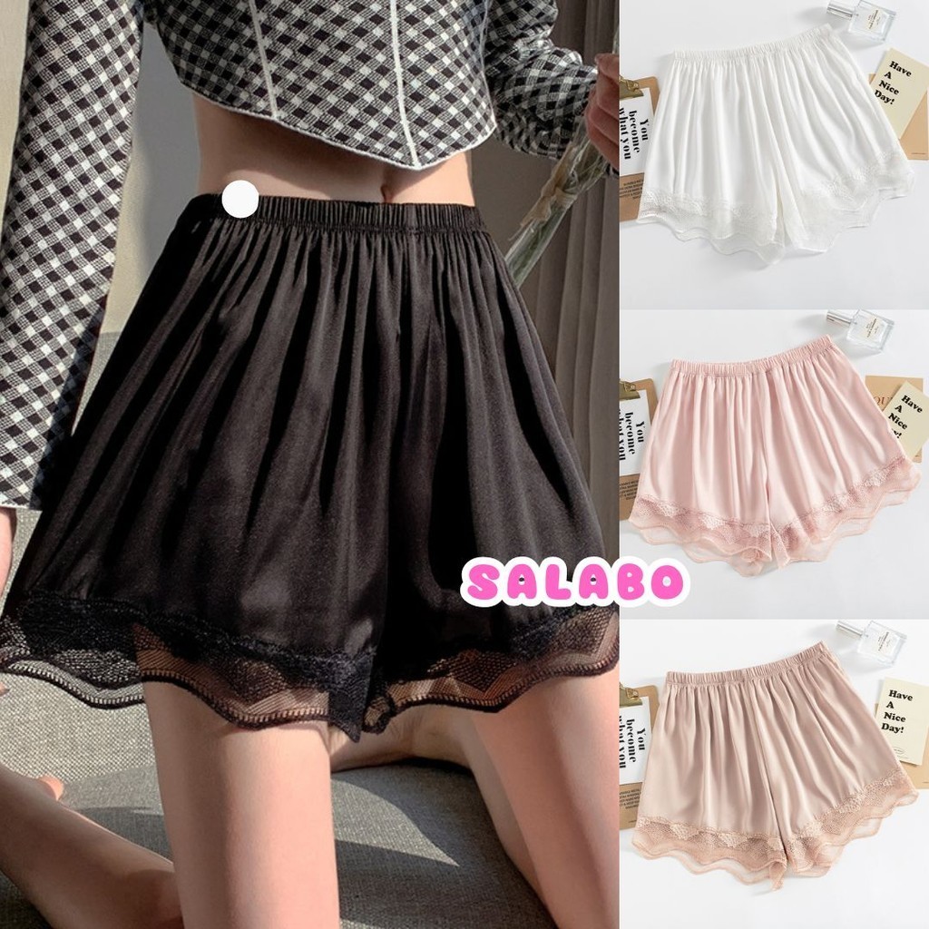 Salabo กางเกงขาสั้นแต่งลูกไม้ ซับใน ใส่นอน ผ้านิ่ม #sub02
