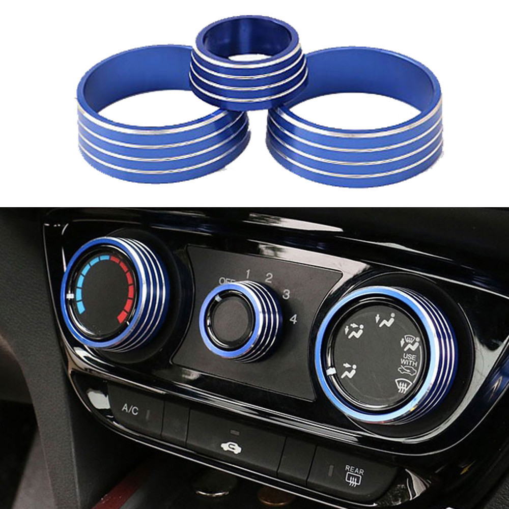 3pcs Air Conditioner Knob แหวนครอบคลุม Volume Knob ควบคุมปุ่มฝาครอบ Trim Fit สําหรับ Honda City XRV Vezel HRV Fit Grez 2014-2020