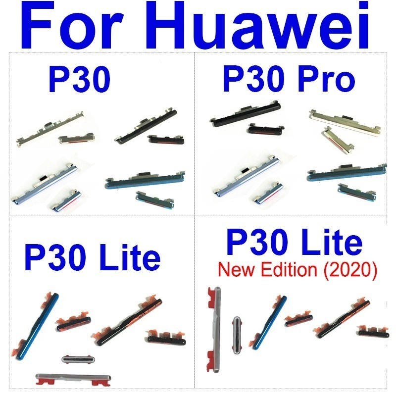 ปุ่มด้านข้างปรับระดับเสียงสําหรับ Huawei P30 P30pro P30 Lite 2020 Up Down ควบคุมเสียงปุ่มด้านข้างสําหรับ Huawei P30pro P30lite อะไหล่
