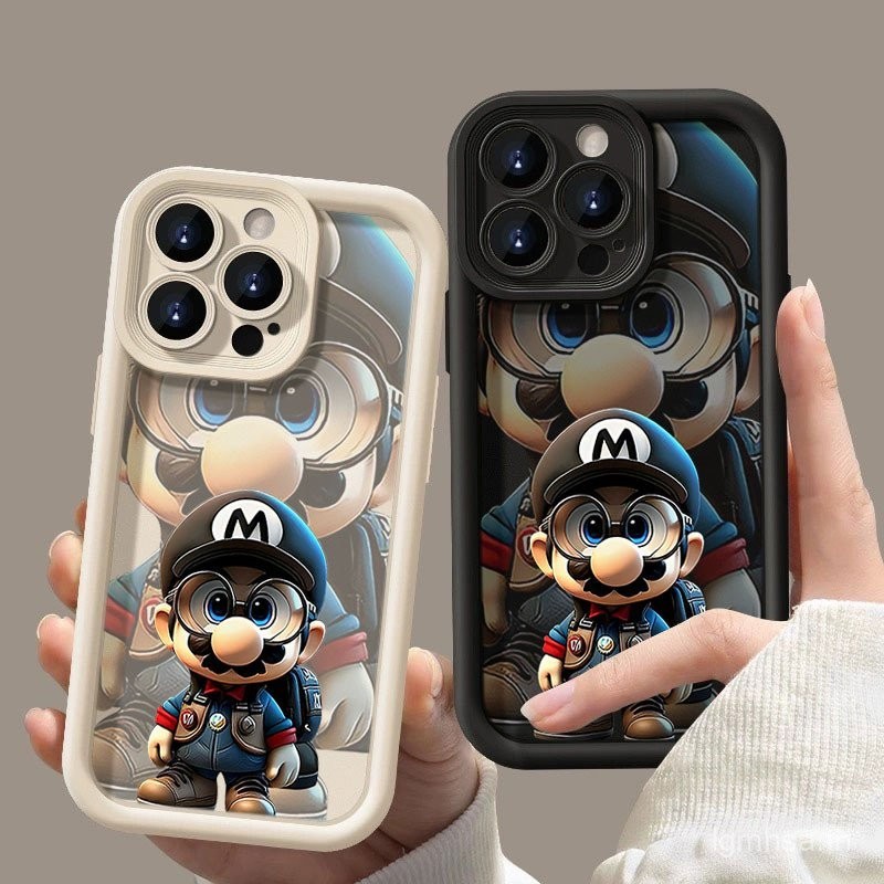 เคสโทรศัพท์การ์ตูนแอนิเมชันสนุกๆหมวกสีดำมาริโอเคสป้องกันแอปเปิ้ลสำหรับ iPhone 12 14 PRO MAX 13 15 Pro 7 plus 11 XR 8 PLUS กันกระแทก XS MAX 13 12 PRO MAX 11เคสซิลิโคนกันฝุ่นกันกระแทก