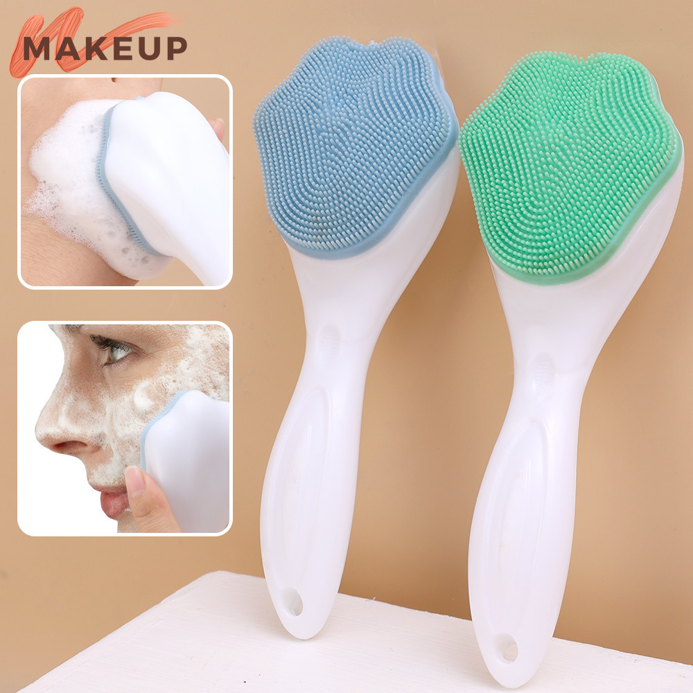 ซิลิโคนนุ่มทําความสะอาดล้ําลึก-แปรงทําความสะอาดหน้าเล็บแมว-เครื่องมือดูแลผิว-มือถือแปรงล้างหน้า-ขัดนวดขัดผิว-รูขุมขน สิวหัวดํา สิว น้ํายาล้าง