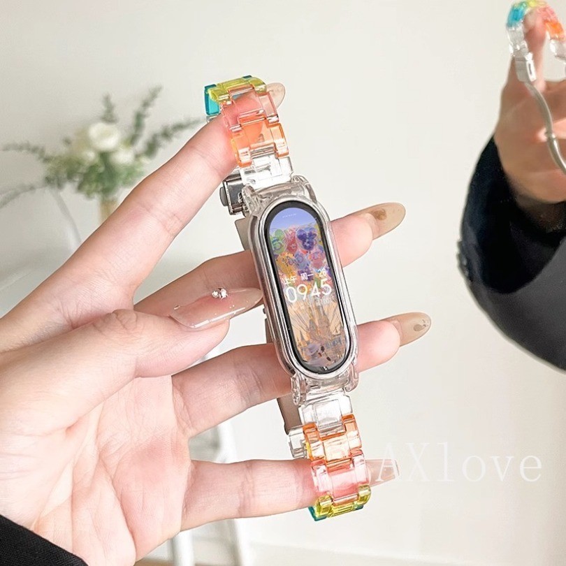 ผู้หญิง สายเรซิ่นสําหรับ เสี่ยวหมี่ ไมล์band 10 9 8 7 6 5 4 3 สายรัดข้อมือสําหรับ เสี่ยวหมี่ 10 เอ็นเอฟซี สร้อยข้อมือกีฬาเปลี่ยนส