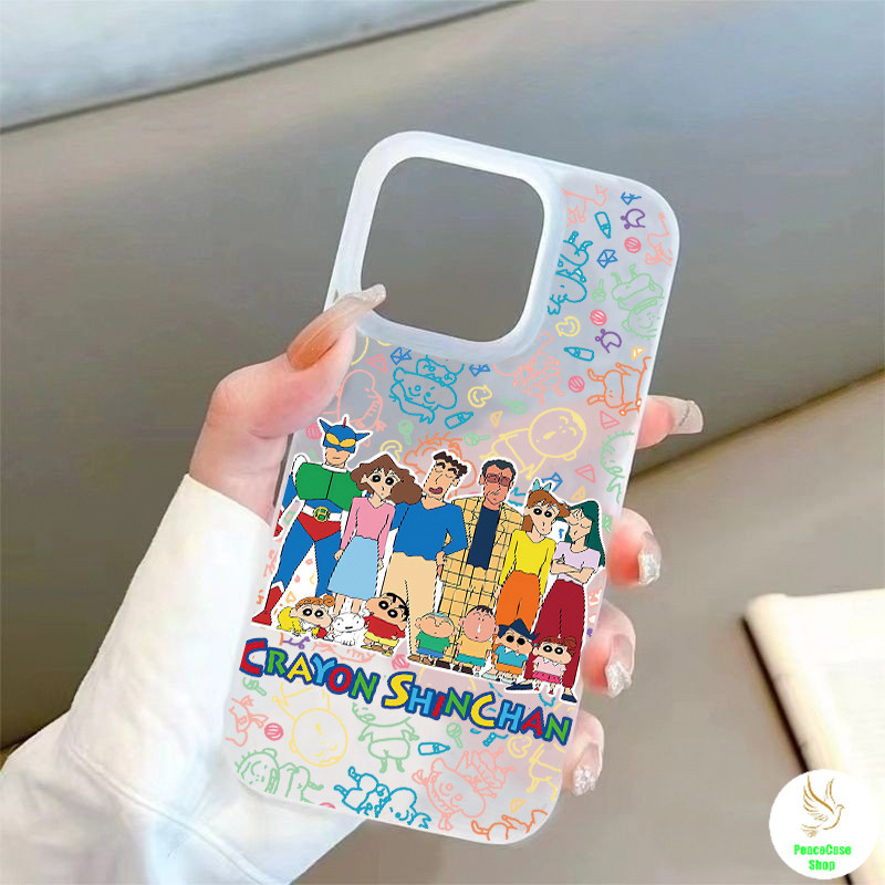 COD-ในไทย เคส เครยอนชินจังน่ารัก ภาพถ่ายหมู่ตัวละคร สําหรับiPhone 7 8 X 11 12 13 14 15 TPUโปร่งใส น้ำค้างแข็งเคส