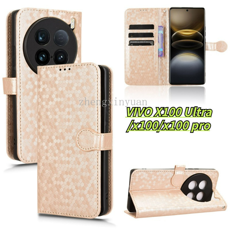 ปลอกสําหรับ Vivo X100 Pro Ultra Luxury Smooth Wallet Magnetic Book case โทรศัพท์ VIVOx100 X100Pro VI