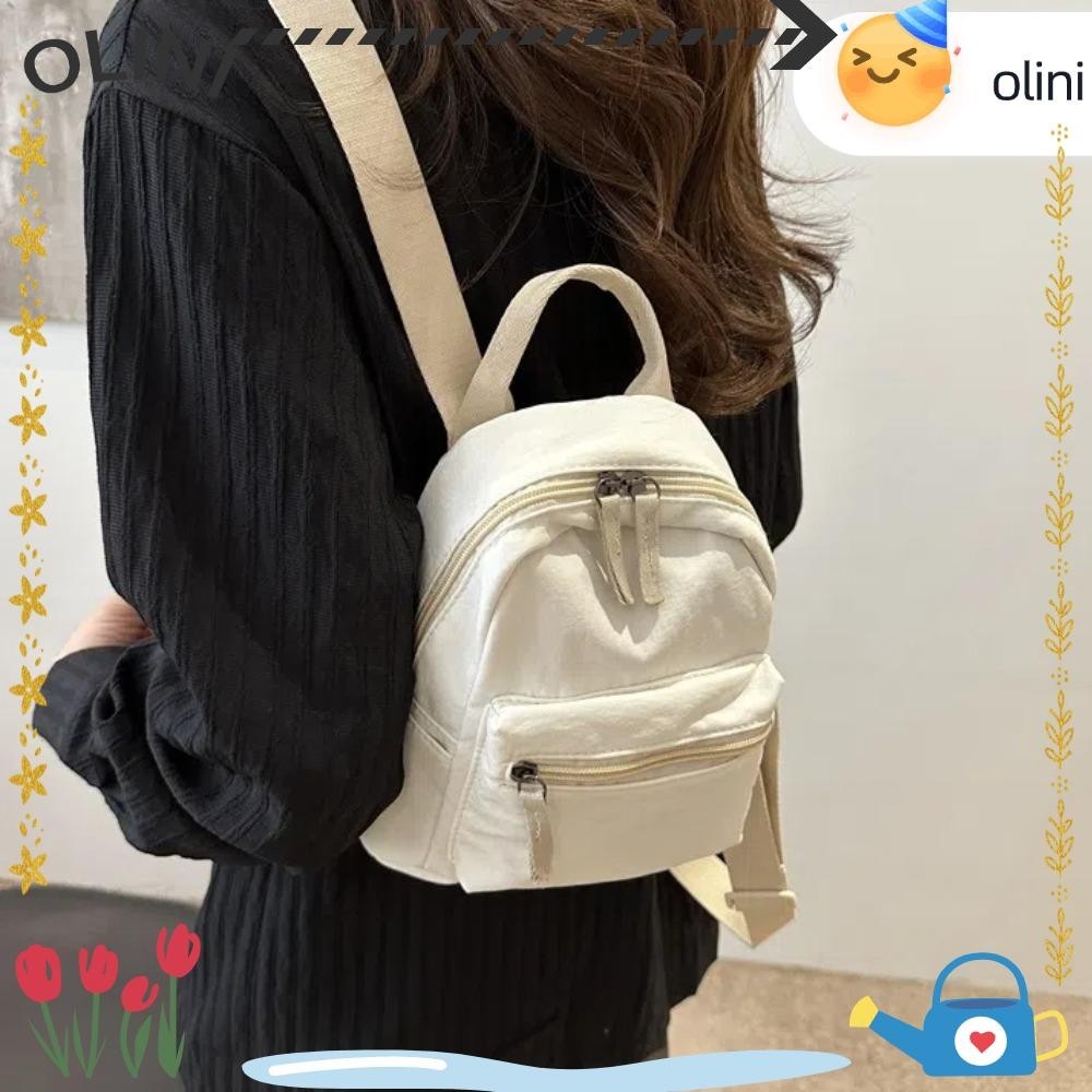 โอลินี กระเป๋าเป้สะพายหลังผู้หญิงสายรัดปรับได้สวมทนมินิเป้แฟชั่นสีทึบความจุขนาดใหญ่เป้เดินทางนักเรียน