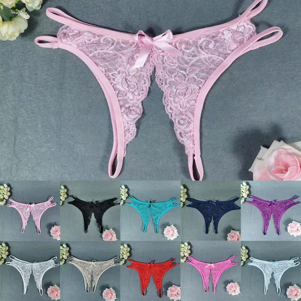 แฟชั่นผู้หญิงกางเกงชั้นในลูกไม้ Crotchless ชุดชั้นใน Thongs ชุดชั้นใน G-String Sheer กางเกง