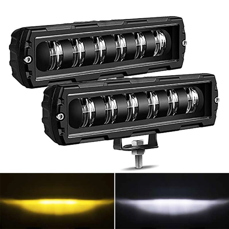 1 PC 6 นิ้ว 12V 24V LED Light Bar Off Road Spotlight สีขาวสีเหลือง LED ขับรถหมอกสําหรับรถยนต์รถบรรทุก 4x4 เรือ Lada Atv โคมไฟทํางาน