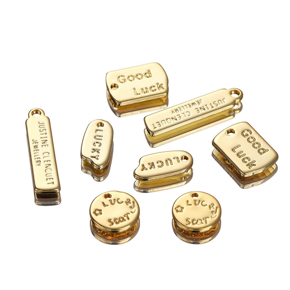 2ชิ้น จี้ป้ายชื่อสลักอักษร“LUCKY”ชุบทอง 18K อะไหล่ DIY สำหรับทำสร้อยคอ สร้อยข้อมือ ไม่ลอกไม่ดำ สีทนนาน