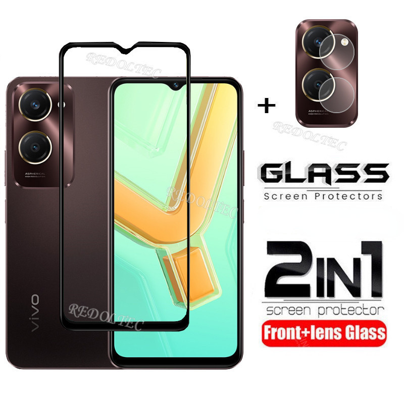 2 in 1 VIVO Y28S 5G ป้องกันหน้าจอ + เลนส์ป้องกันเต็มกาว VIVOY28S VIVO Y 28S Y28S Y28 S ฟิล์มกระจกนิร