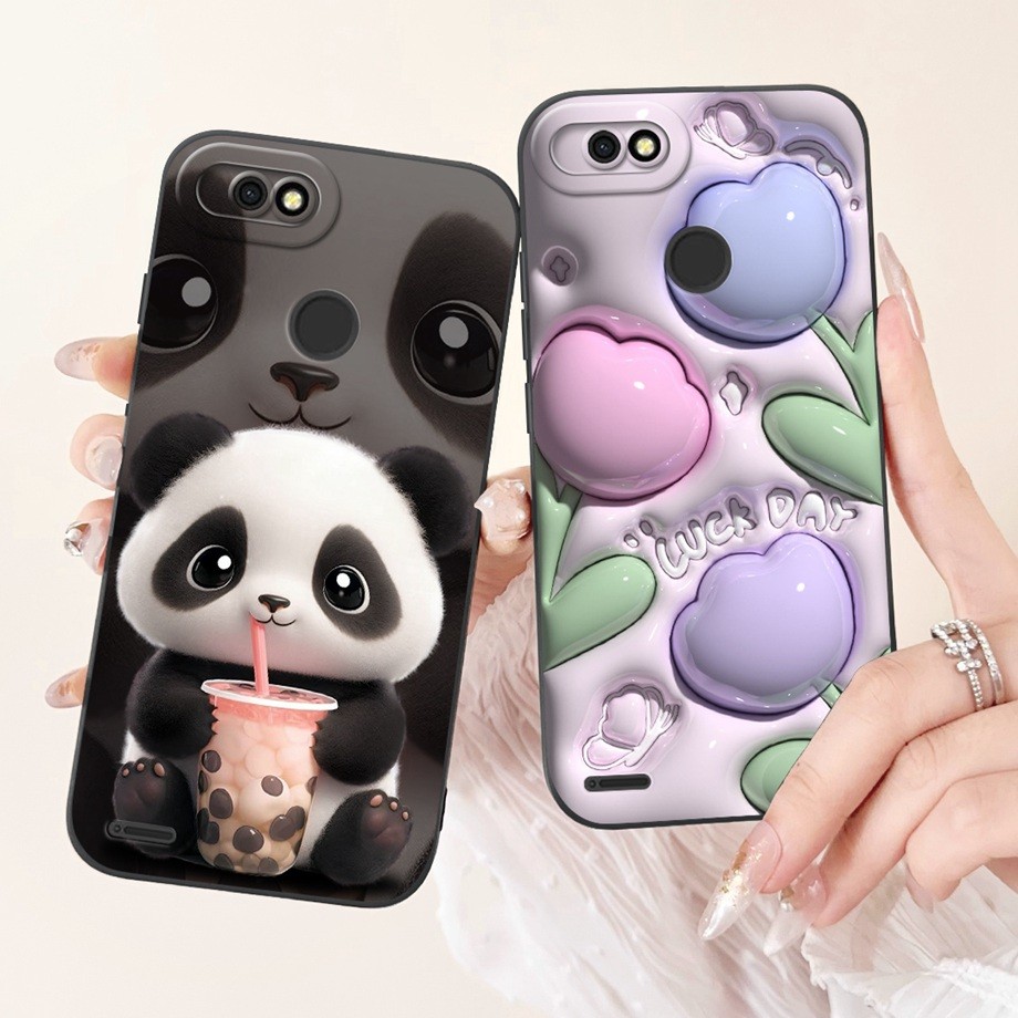 Tecno Pop2 Pop 2F สําหรับ Tecno Pop 2 F B1F น่ารัก Panda หรูหราดอกไม้วัวทาสีโทรศัพท์มือถือปลอก