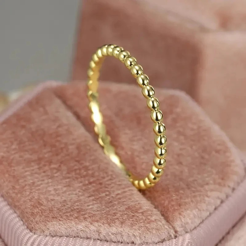 925 เงินสเตอร์ลิง Minimalist แหวนผู้หญิงลูกปัด Band Design ประณีต Finger-rings ทุกวันหญิงอุปกรณ์เสริม Statement เครื่องประดับขนาด 5-12