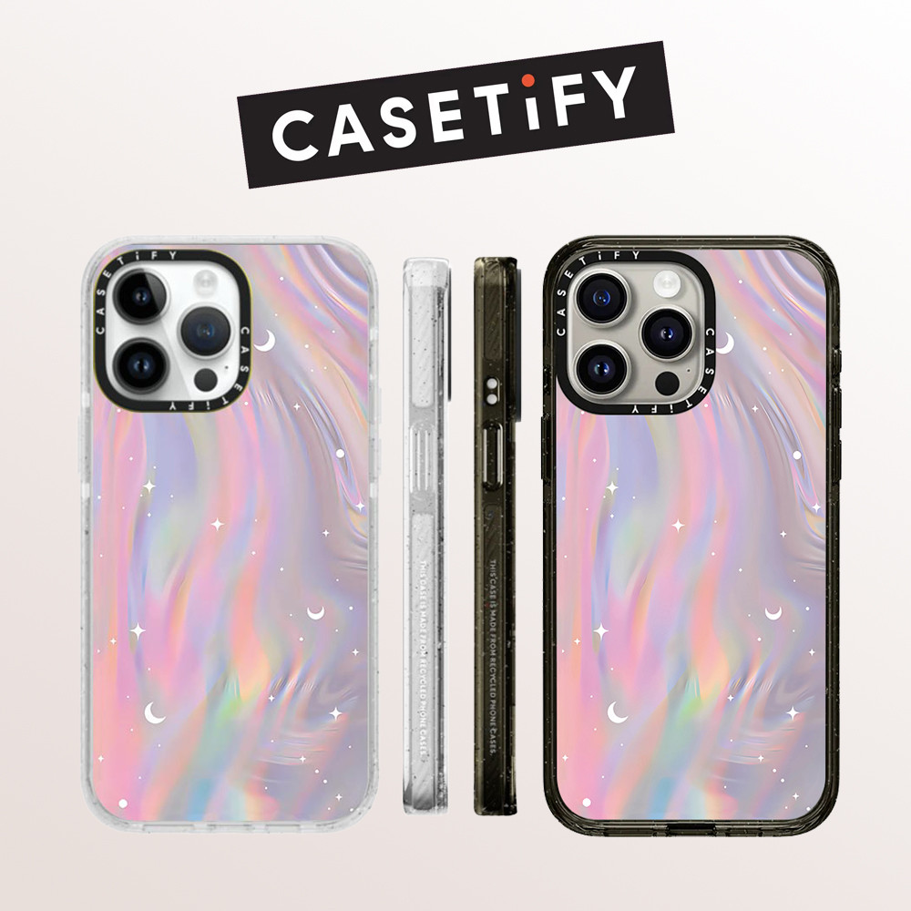 Drop proof glitter CASETIFY เคสโทรศัพท์สําหรับ iPhone 15 plus 15pro 15promax 14 14pro 14promax 13promax สีชมพู Aurora เคสแข็งสําหรับ 12promax iPhone 13 กรณีคุณภาพสูง