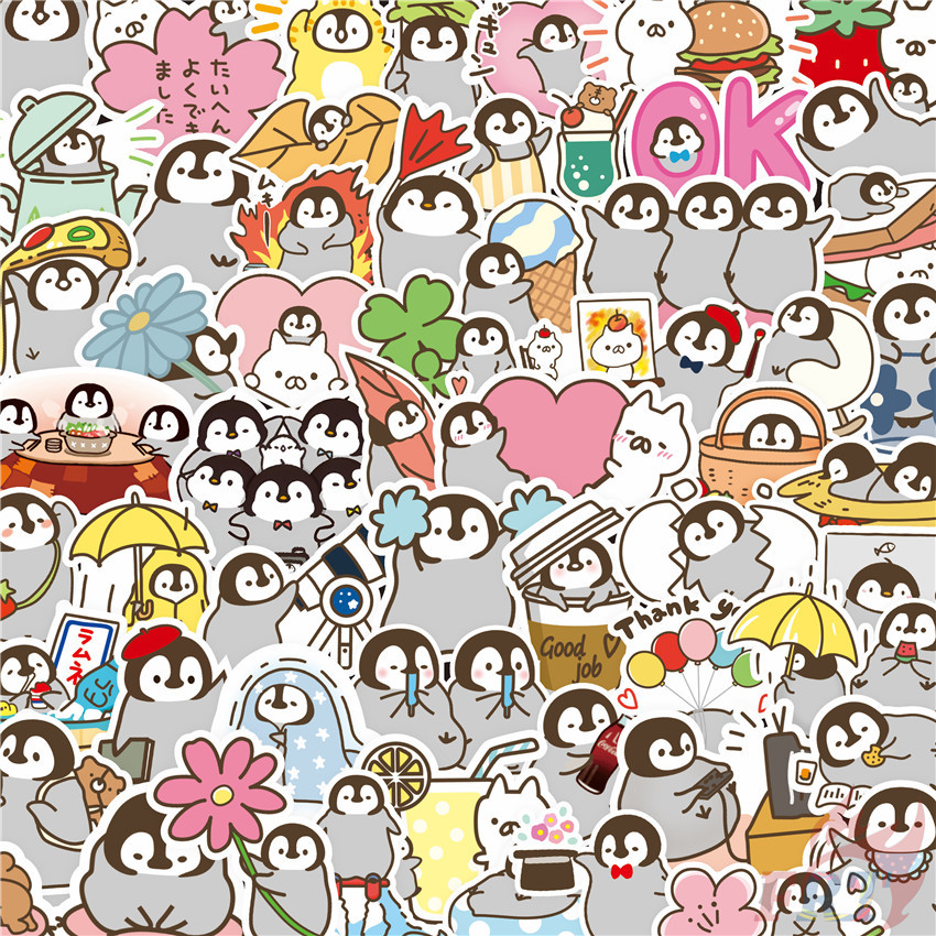 100Pcs/Set ❉ Nekopen . Q Funny Penguin Emoji Stickers ❉ DIY Fashion Doodle Decals Stickers