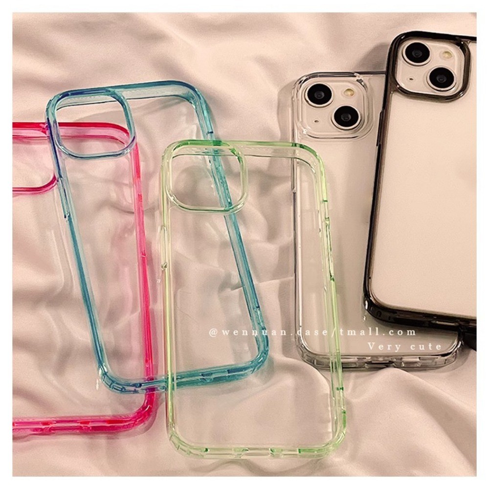 เคส IPhone อะคริลิคใสเคสแข็ง IPhone 14 Pro Max เกาหลีสีลูกกวาดเคสเรียบง่าย IPhone 11 Thicken เคสป้องกันกล้องสําหรับ IPhone 15 14 13 12 11 Pro Max