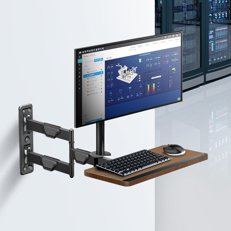 ♛-❀ที่วางจอภาพติดผนังพร้อมที่วางคีย์บอร์ดโต๊ะอุตสาหกรรมชั้นวางคอมพิวเตอร์ติดผนังเหมาะสำหรับ aoc24/32