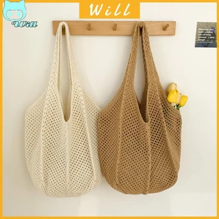 วิล✿กระเป๋าถักโครเชต์ ทรงโท้ท ฉลุลาย เหมาะกับเดินชายหาด แฟชั่นฤดูร้อน สําหรับผู้หญิง