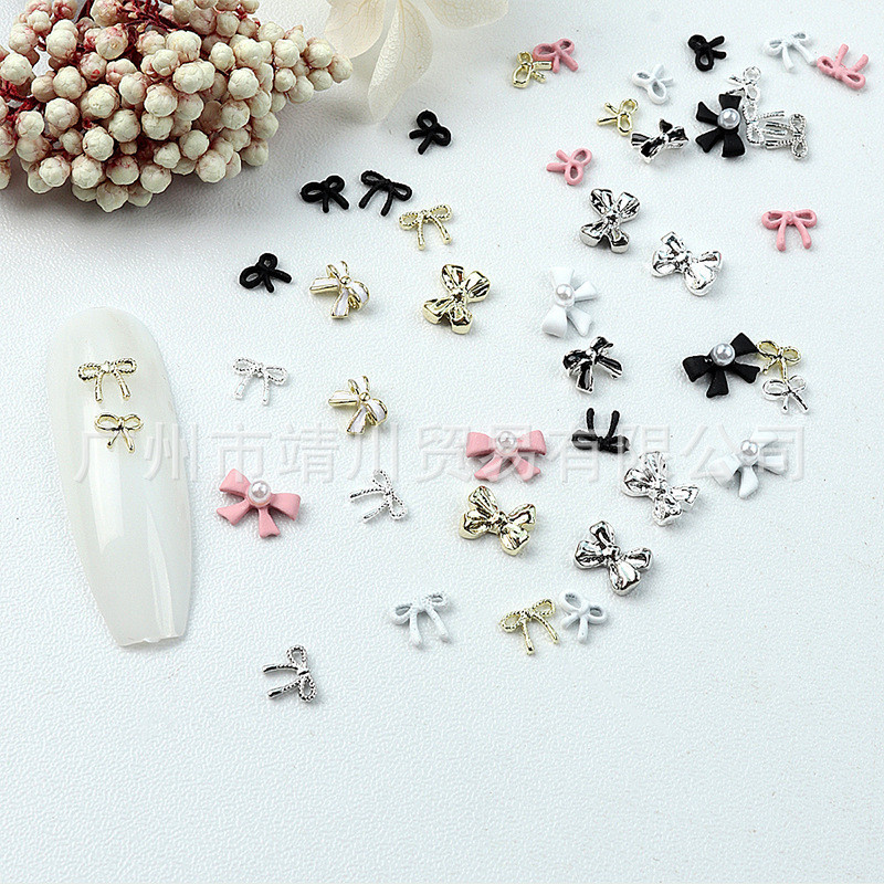10 ชิ้นภาษาฝรั่งเศสคําโบว์ความงามเกราะเล็บสี - สีภาษาฝรั่งเศสคําประณีต Sub - Metro Simple Simple โบว์เล็บอุปกรณ์เสริม