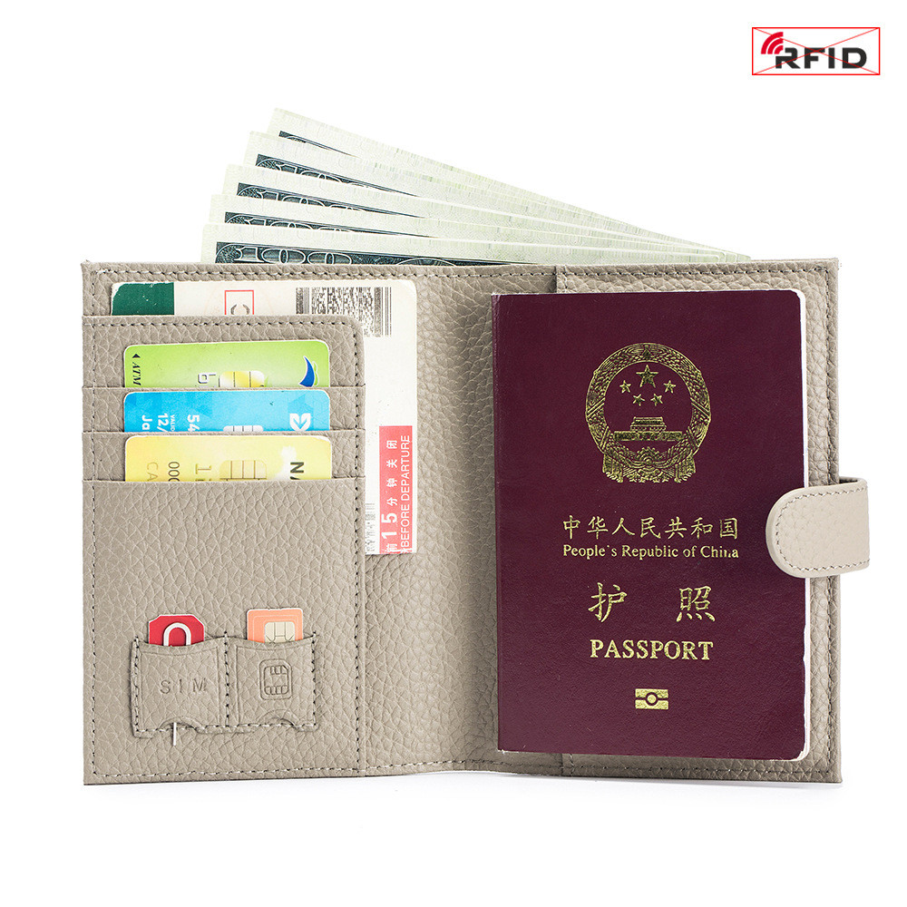 ใหม่หนัง RFID บางกระเป๋าหนังสือเดินทางมัลติฟังก์ชั่กระเป๋าสตางค์ผู้ถือตั๋วหนังสือเดินทางเอกสารกระเป๋าสตางค์