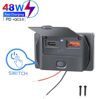 Quick Charge PD Type C พอร์ต USB คู่รถ Bus Charger ซ็อกเก็ตอะแดปเตอร์ 12 V/24 V USB Power พร้อม Swith สําหรับรถจักรยานยนต์ทางทะเล