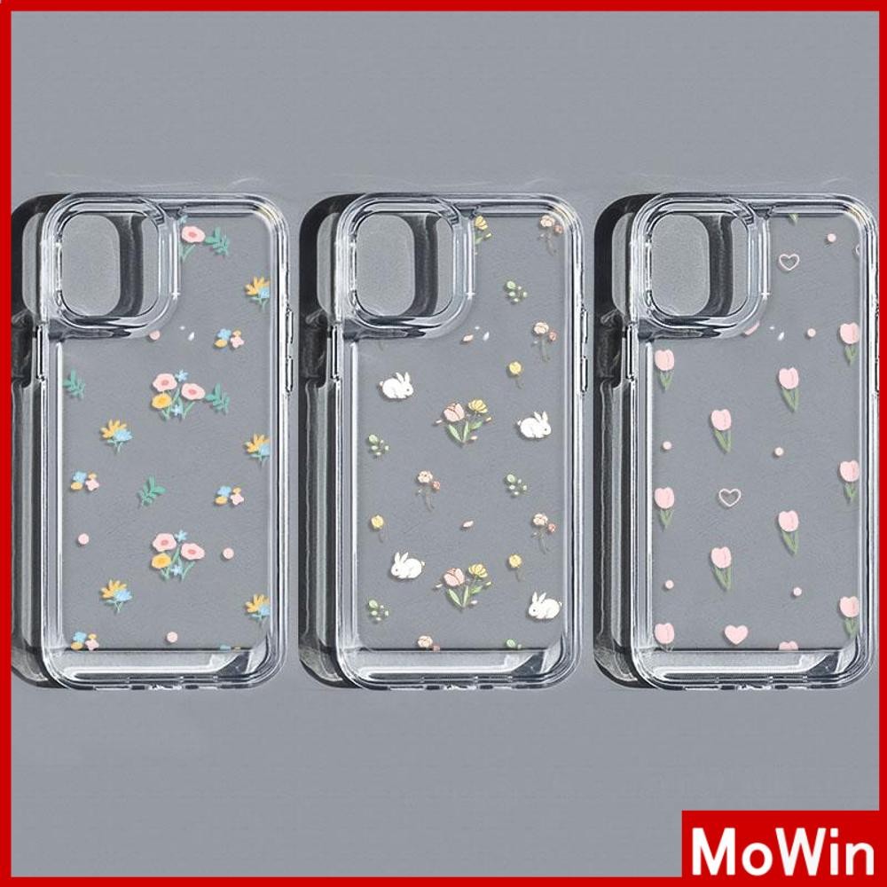 Mowin - สำหรับ iPhone 16 Pro Max เคสใส TPU ปุ่มชุบไฟฟ้าอ่อนป้องกันกล้องกันกระแทก ดอกไม้สีสันน่ารัก เข้ากันได้กับ iPhone 14 13 12 11 XS XR 7Plus 8 Plus