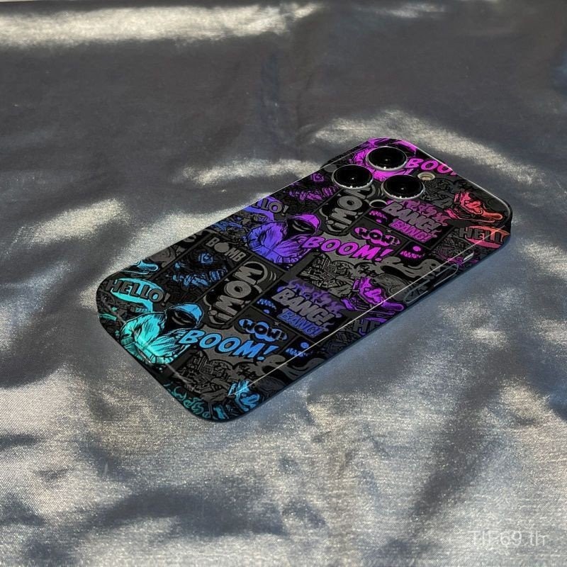 เคสมือถือ Samsung ลายการ์ตูนสีดำสีสันสดใสเข้ากันได้กับ A12/M12 A55 S23 A11 A54 5G เคสมือถือ a534g/5G S23 PLUS เคสแข็งป้องกัน A11 A13 4G A04 S24 ultra ป้องกันคราบสกปรกทนทาน xsoc