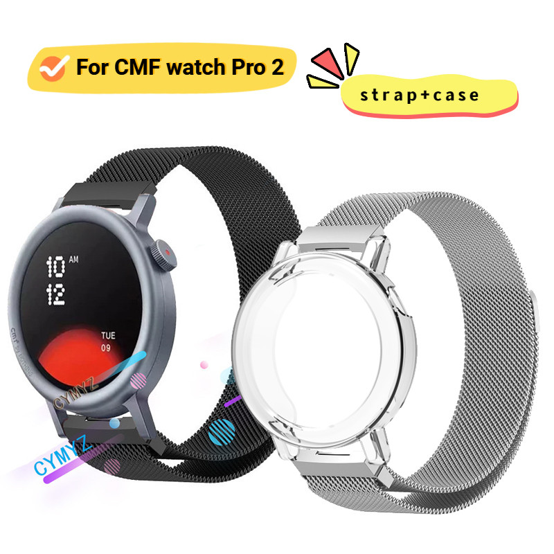 Cmf watch Pro 2 case ฟิล์มกันรอยหน้าจอ CMF watch Pro 2 strap สายโลหะ สายสแตนเลส สายรัดข้อมือกีฬา