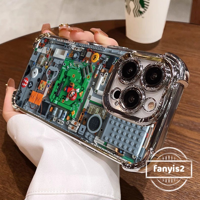 สําหรับ Redmi 13 13C 12C 10A 9A 9C 9A หมายเหตุ 13 11 11s 10s 12 10 Pro MiPoco C65 F6 ปลอกการ์ตูน Mario เคสโทรศัพท์ชุบโปร่งใสสี่มุม Anti Fall ถุงลมนิรภัยฝาครอบ