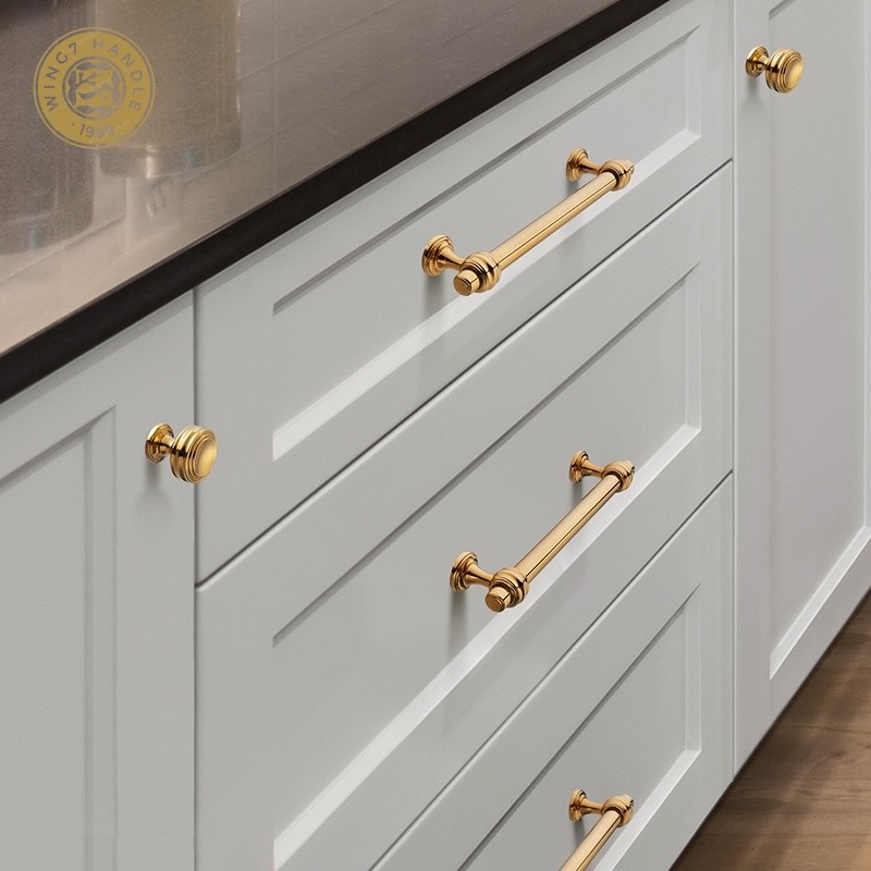 มือจับลิ้นชัก ตู้เสื้อผ้า แบบโลหะผสมสังกะสี สีทอง