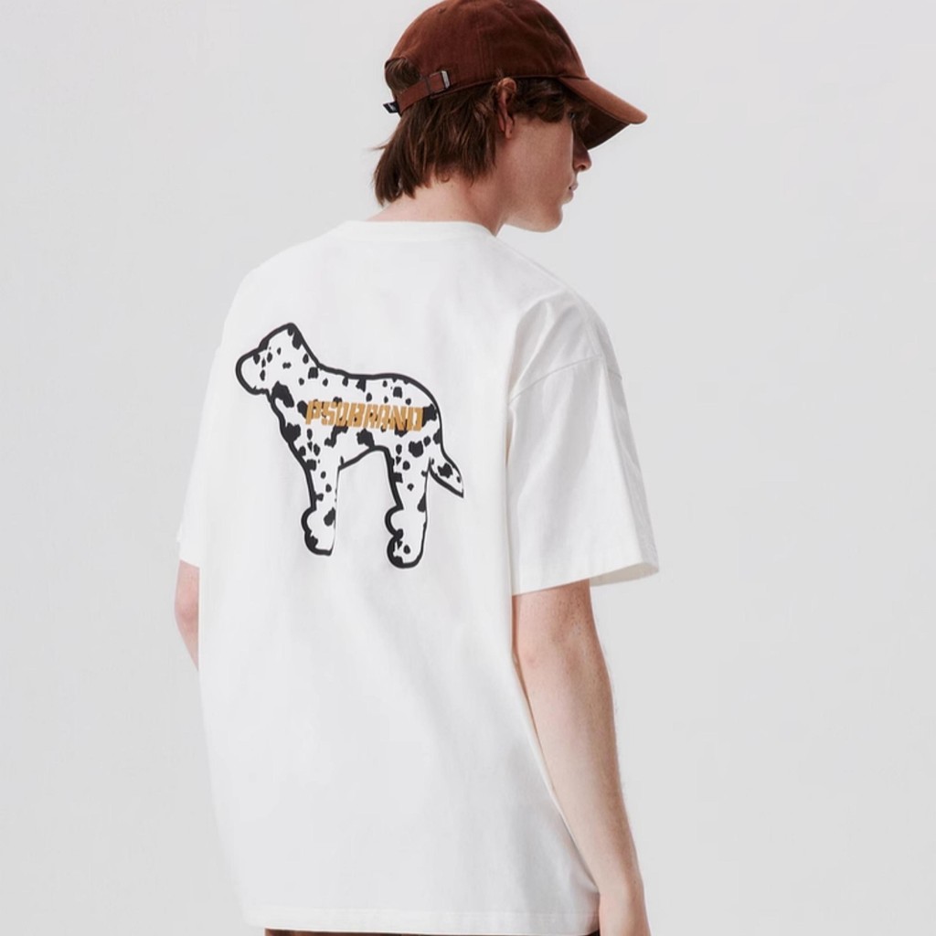 Basi เสื้อยืด oversize unisex ลาย "Dalmatian" ดัลเมเชียน หมาลายจุด ผ้าคอตตอน100% ใส่สบาย แฟชั่นเกาหลี มินิมอล น่ารัก