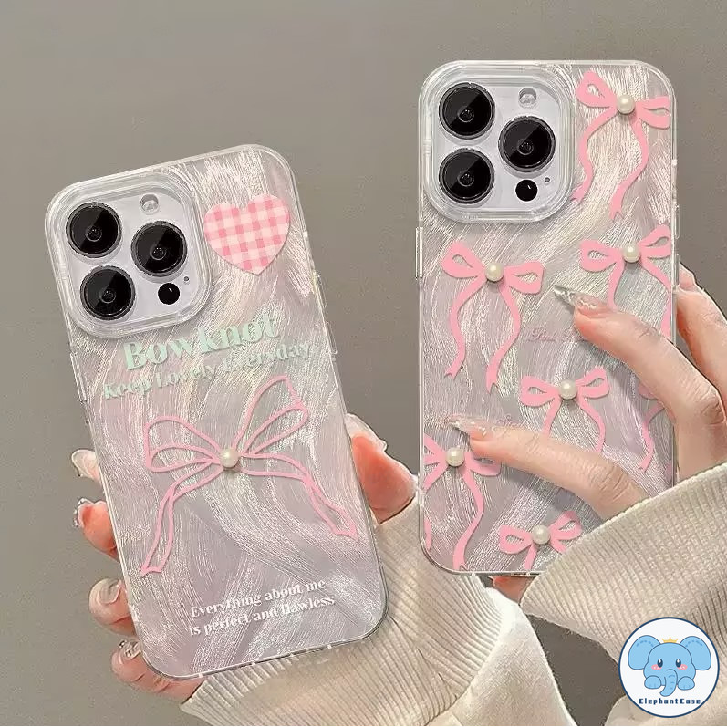 น่ารักสีชมพูโบว์รักหัวใจขนนกปกสร้อยข้อมือเคส OPPO A17 A15 A38 A11K A58 A57 A7A31 A98 A3s A16K A9 A78 A11 A12 หน้าปก