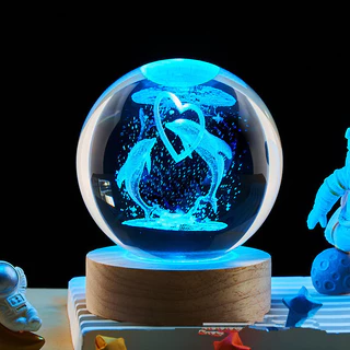 ของขวัญ โคมไฟหัวเตียง3D LED+USB แสง7สี โคมไฟคริสตัล โคมไฟตั้งโต๊ะ โคมไฟกลางคืน ไฟหัวเตียง《พร้อมส่งในไทย》รุ่น：L6