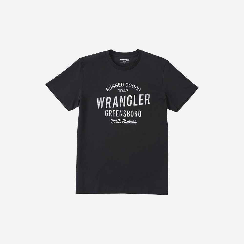 WRANGLER เสื้อยืดแขนสั้นผู้ชาย ทรง REGULAR รุ่น WR S224MTSSF02 สีดำ S-5XL Z0